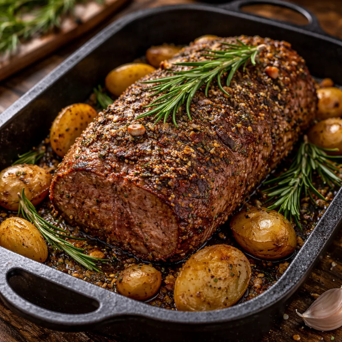 Pieczeń obtoczona w ziołach zamiast soli, aromatyczna i rumiana