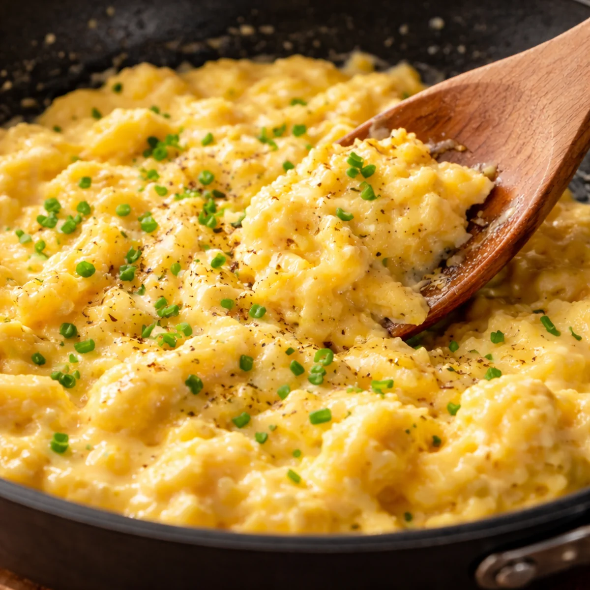 Zbliżenie na strukturę jajecznicy