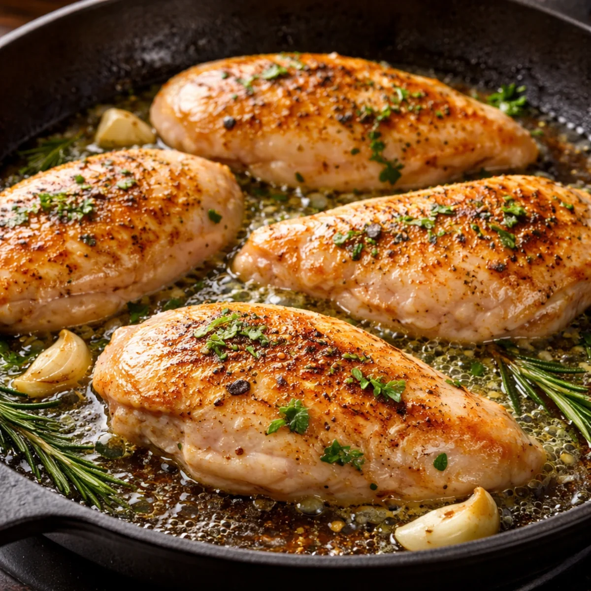 Piersi z kurczaka smażone na patelni z przyprawami i ziołami