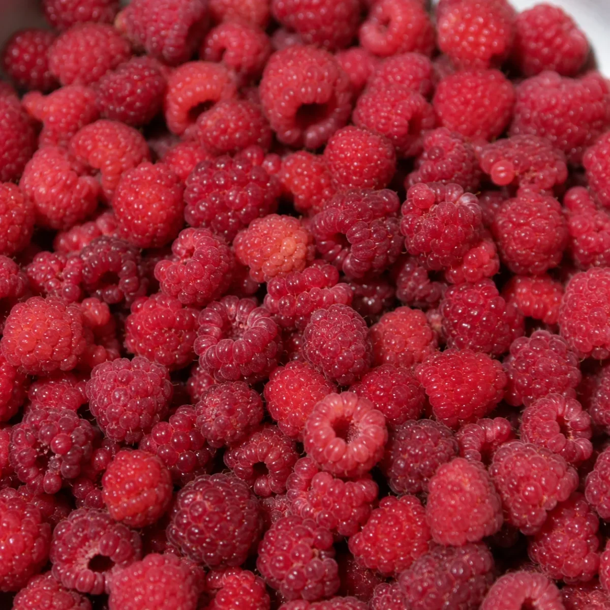 Świeże naturalne maliny przygotowane do mrożenia